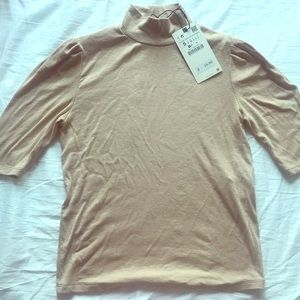 Zara NWT soft mock neck ribbed knit shirt